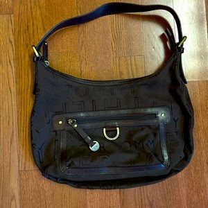 Tommy Hilfiger brown shoulder purse with gold accents. 10 inch by 14 inch. EUC